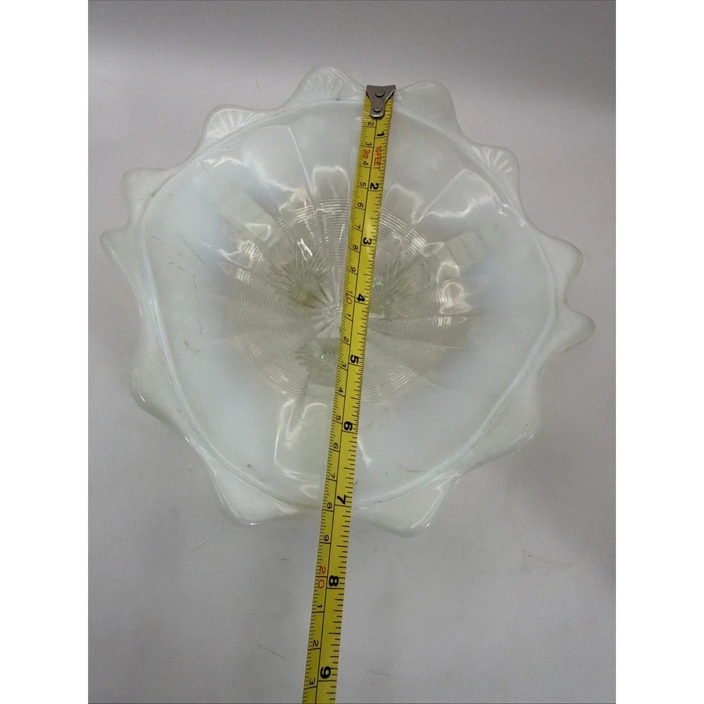 White Northwood Opalescent Glass Bowl Klondyke Three 3 Footed Antique